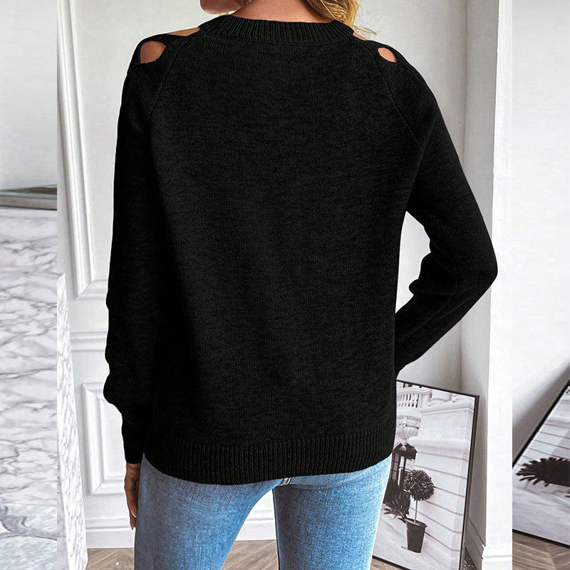 Casual Long Sleeve Hollow Out Sweater