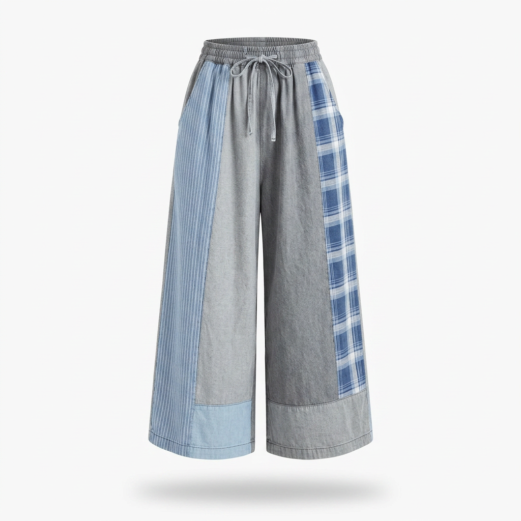 Unique Patchwork Wide Leg Trousers