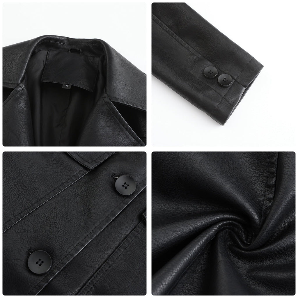 Long Leather Trench Coat