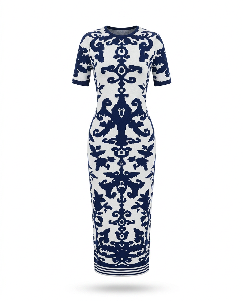 Confident Jacquard Bodycon Maxi Dress