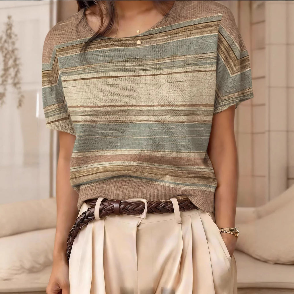 Retro Short-Sleeve Jacquard Knit Top