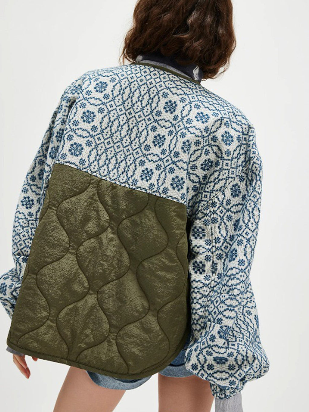Quilted Printed Patchwork Button Coat