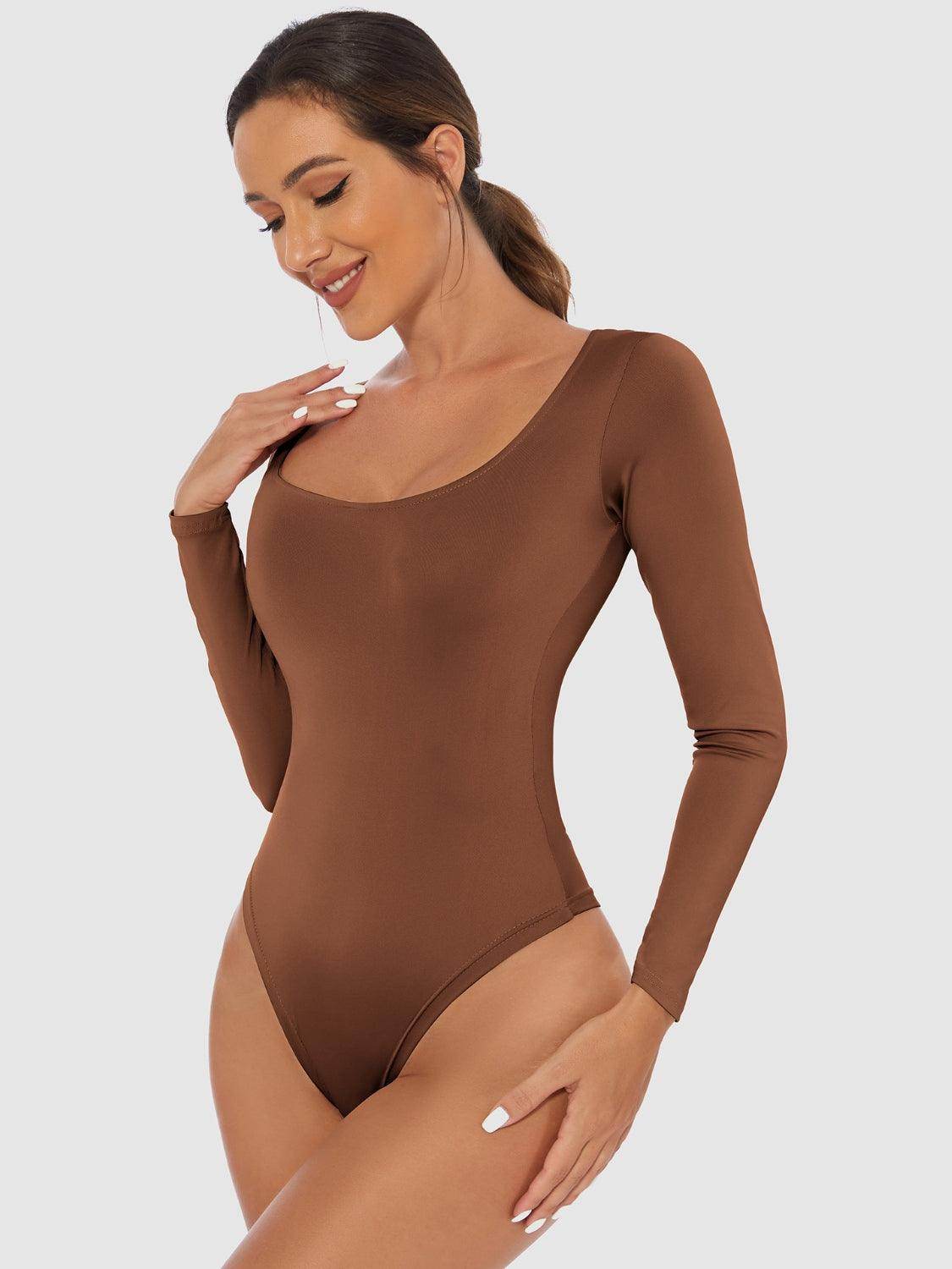 Perfect Full Size Scoop Neck Long Sleeve Bodysuit for Women