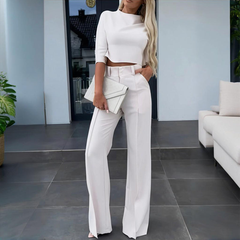 Elegant Half Sleeve Short Top & Pants Set