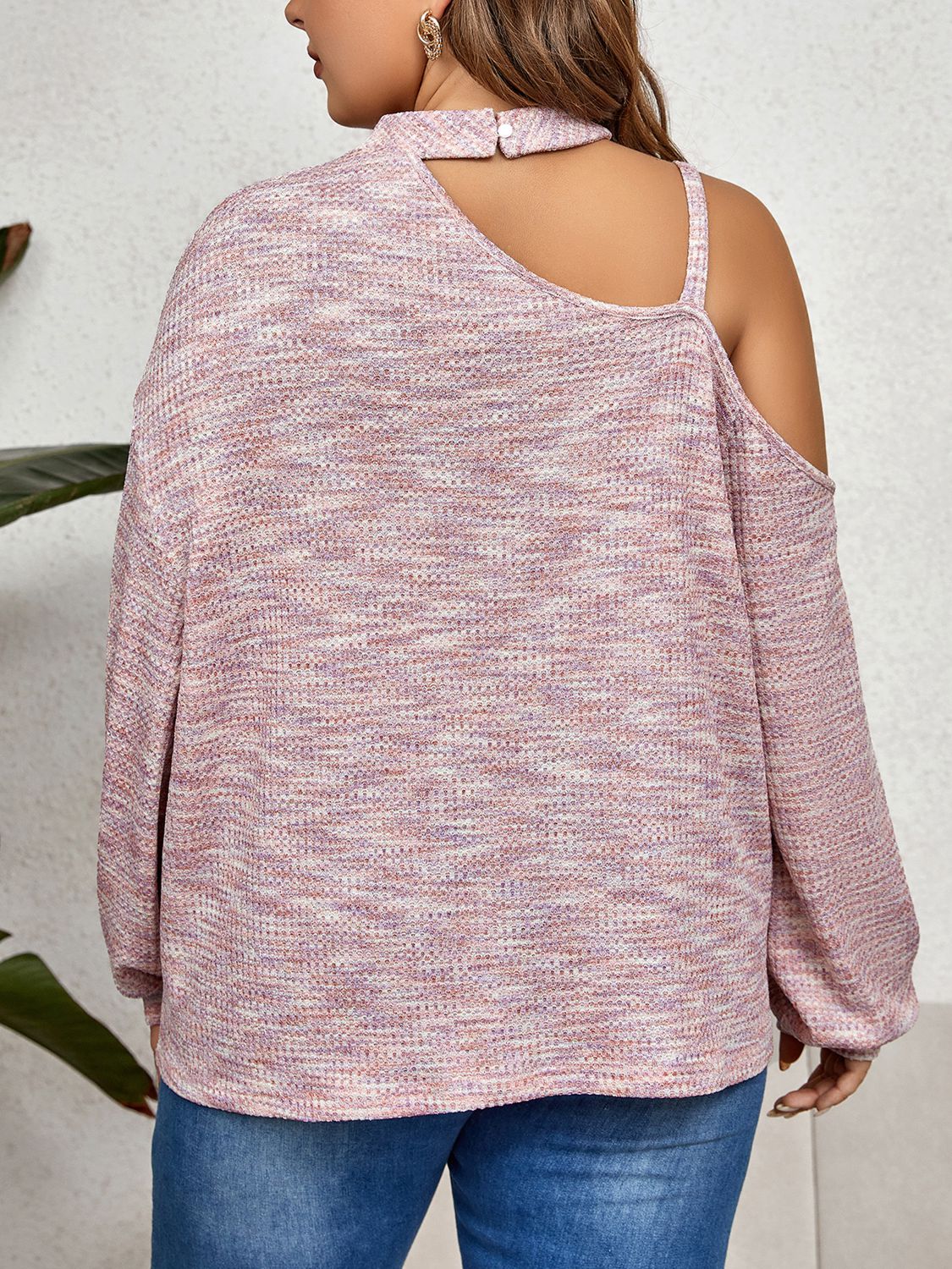 Honey Plus Size Mock Neck Cutout Shoulder Blouse See size chart under “more details”