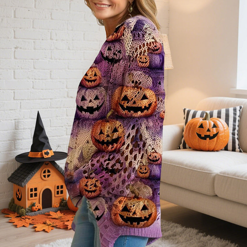 Halloween Pumpkin Print Blouse