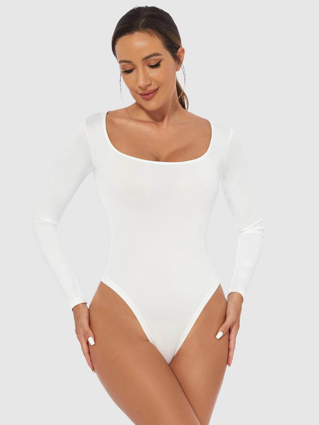 Perfect Full Size Scoop Neck Long Sleeve Bodysuit for Women