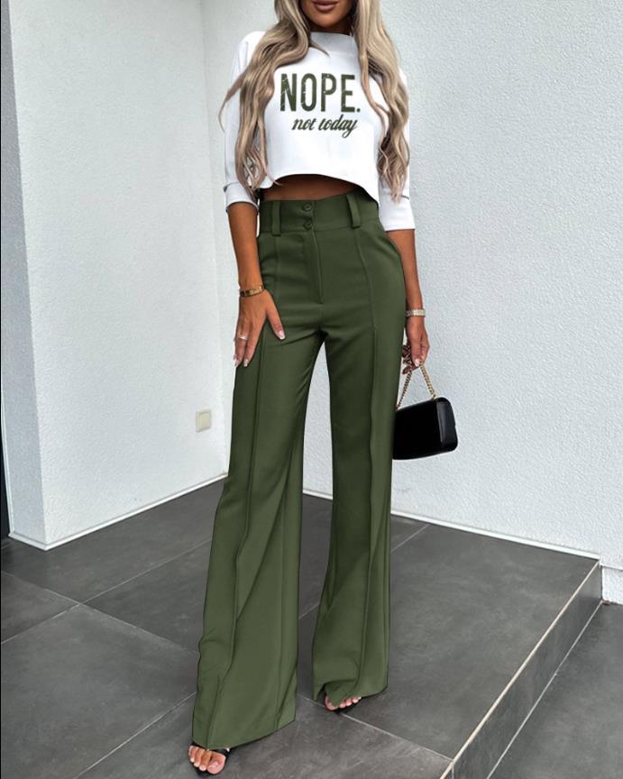 Elegant Half Sleeve Short Top & Pants Set