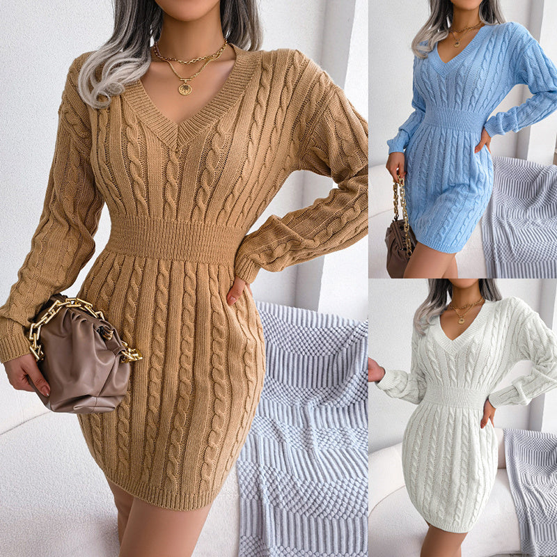 Cozy Charm Cable-Knit Mini Dress