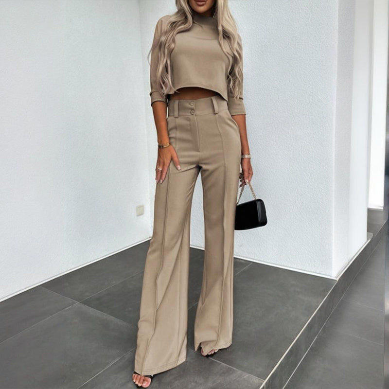 Elegant Half Sleeve Short Top & Pants Set