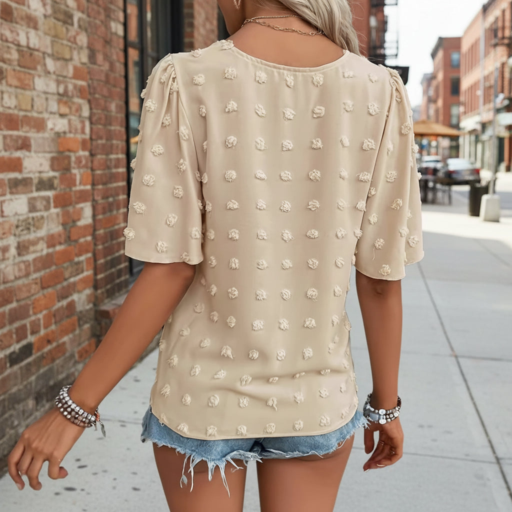 Swiss Dot Short Sleeve Top
