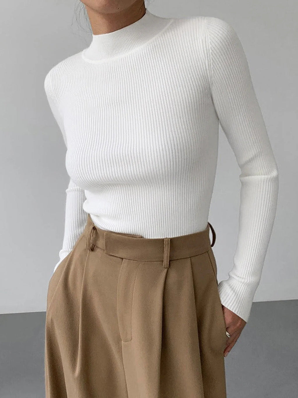 Burgundy Ribbed High-Neck Top