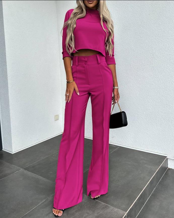 Elegant Half Sleeve Short Top & Pants Set