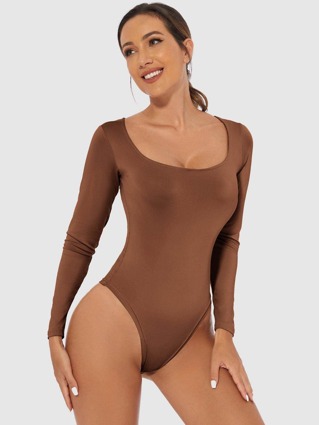 Perfect Full Size Scoop Neck Long Sleeve Bodysuit for Women