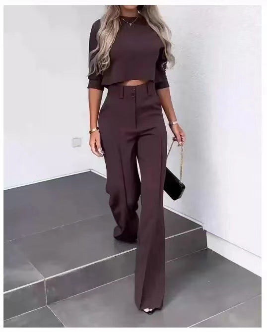 Elegant Half Sleeve Short Top & Pants Set