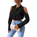 Textured Cold-Shoulder Blouse