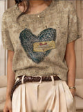 Retro Short-Sleeve Jacquard Knit Top