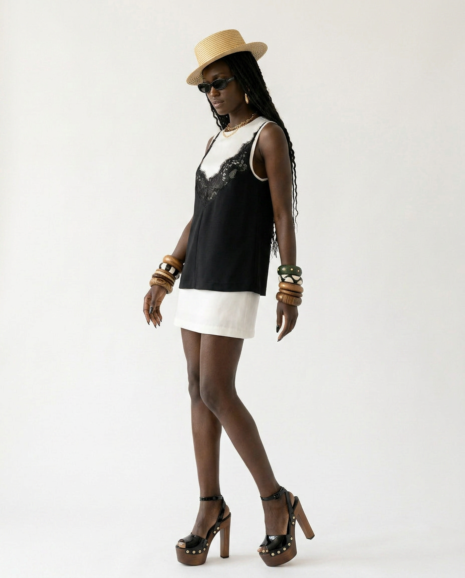 Divine Patchwork Lace Mini Dress