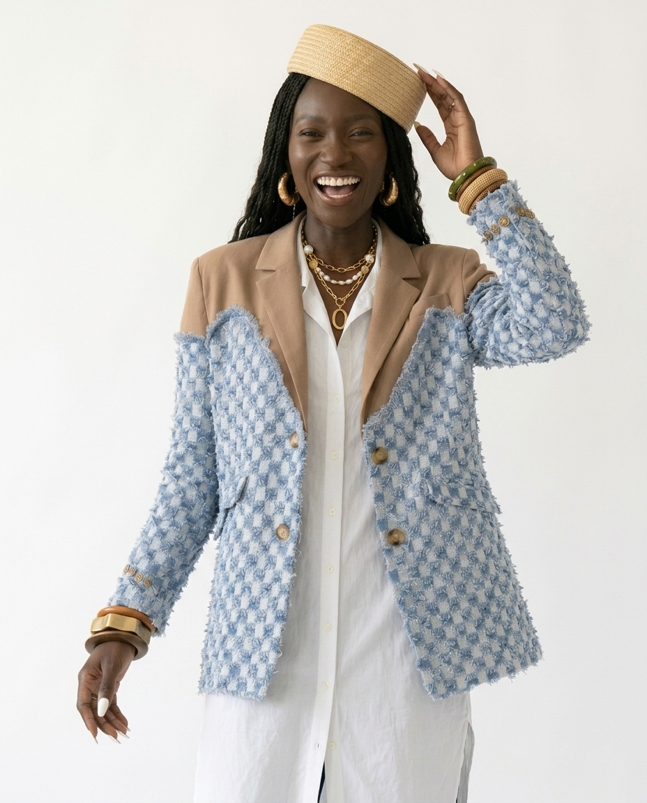 Audacious Spliced Raw Edge Blazer