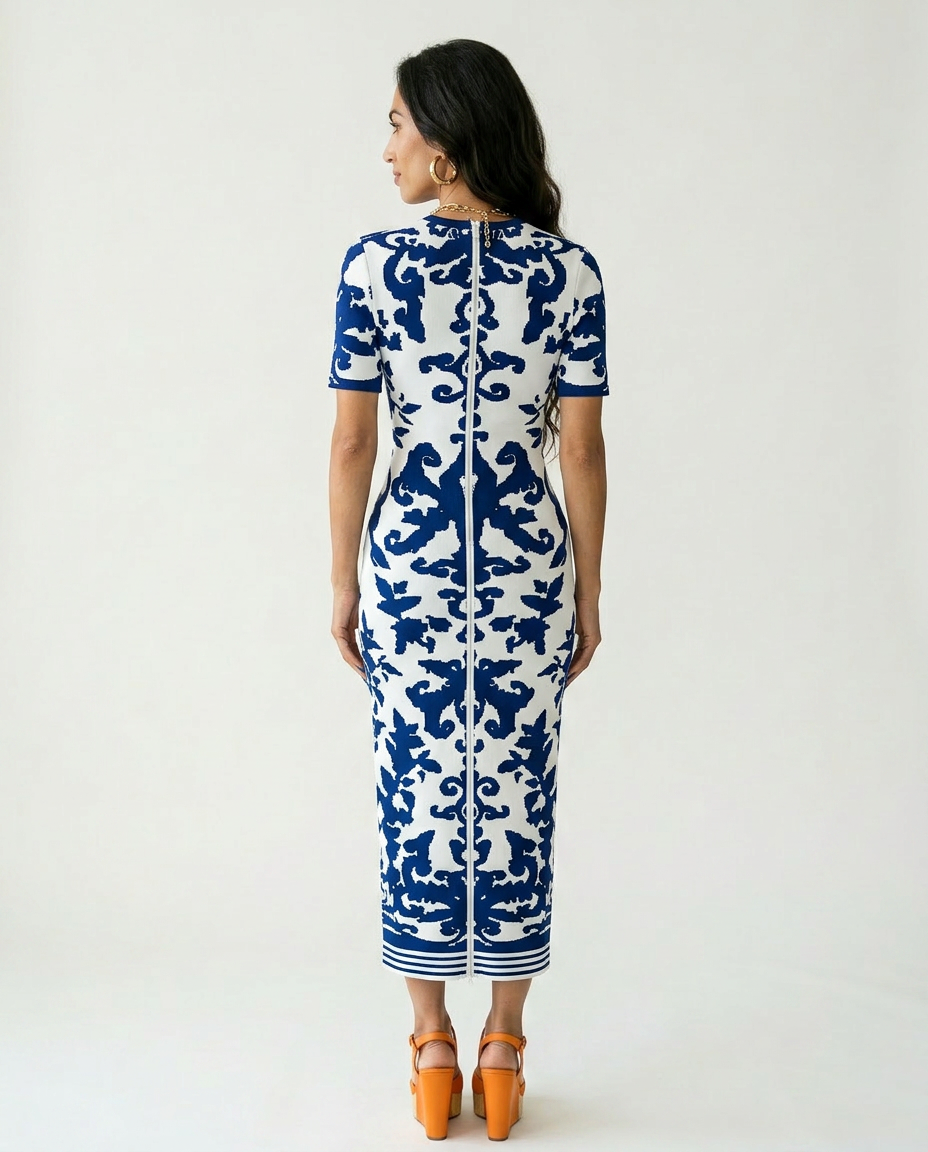 Confident Jacquard Bodycon Maxi Dress