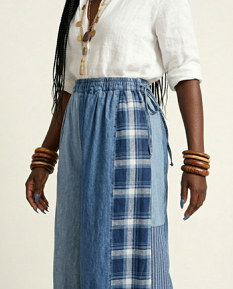 Unique Patchwork Wide Leg Trousers