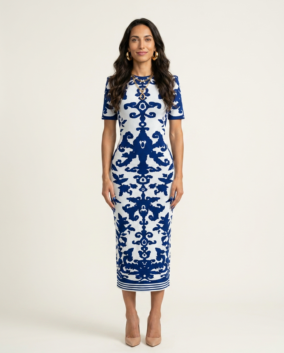 Confident Jacquard Bodycon Maxi Dress