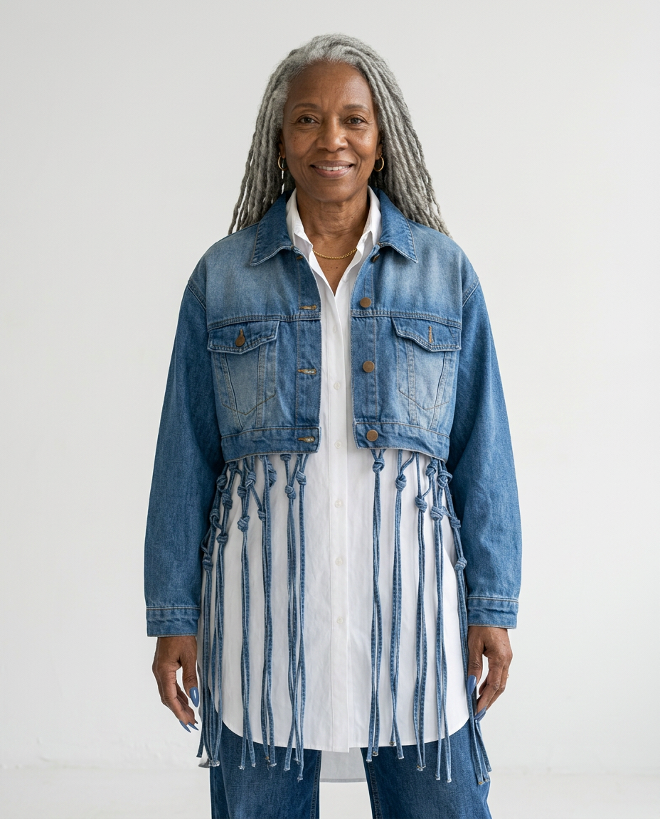 Bold Woven Tassel Denim Jacket