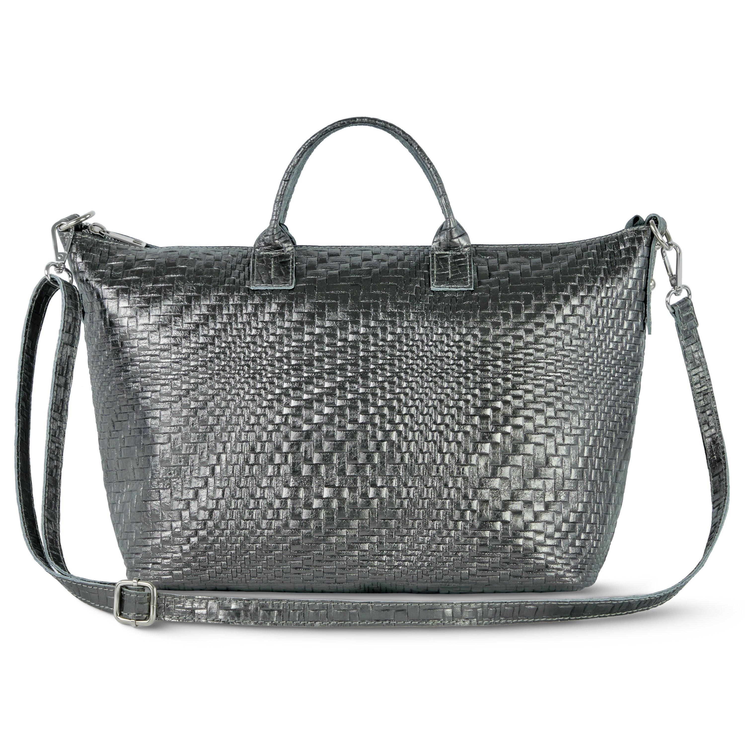 Embossed Metallic Suede Top Bag