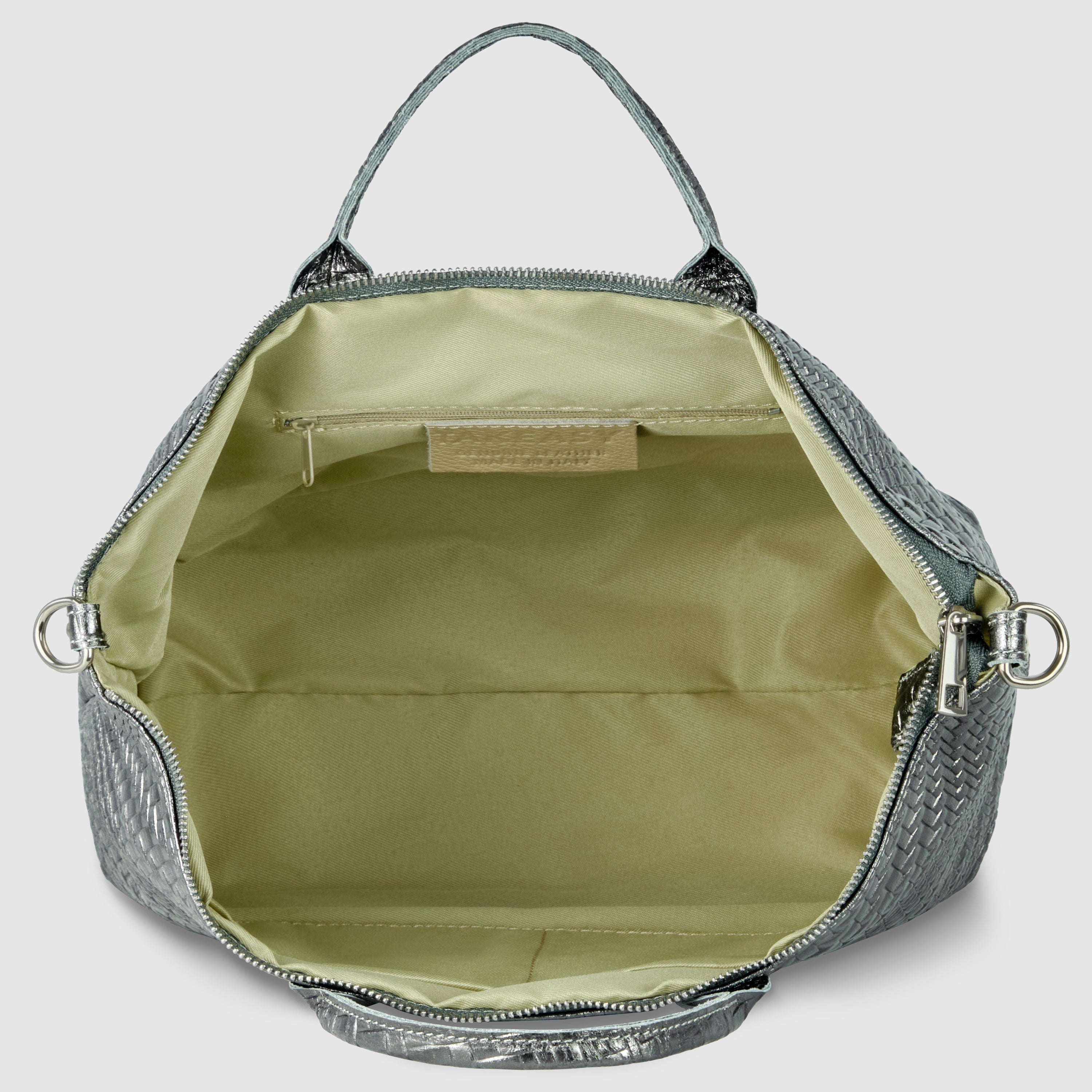 Embossed Metallic Suede Top Bag