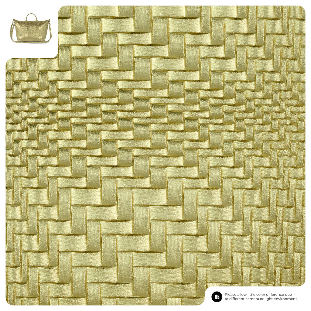 Embossed Metallic Suede Top Bag