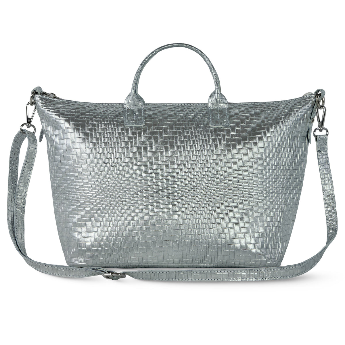 Embossed Metallic Suede Top Bag