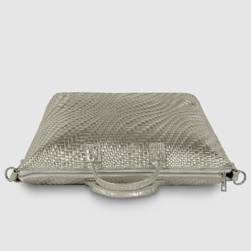 Embossed Metallic Suede Top Bag