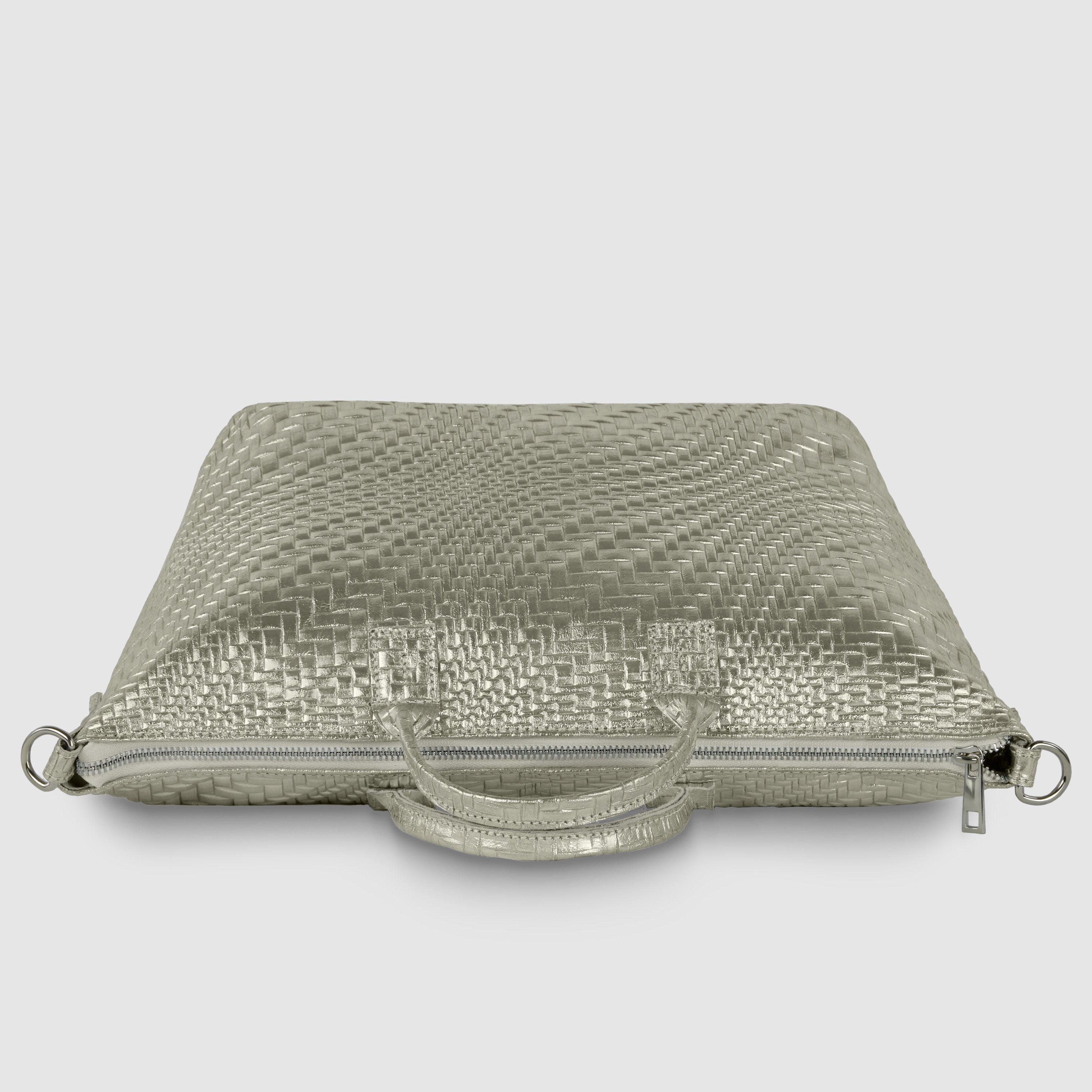 Embossed Metallic Suede Top Bag
