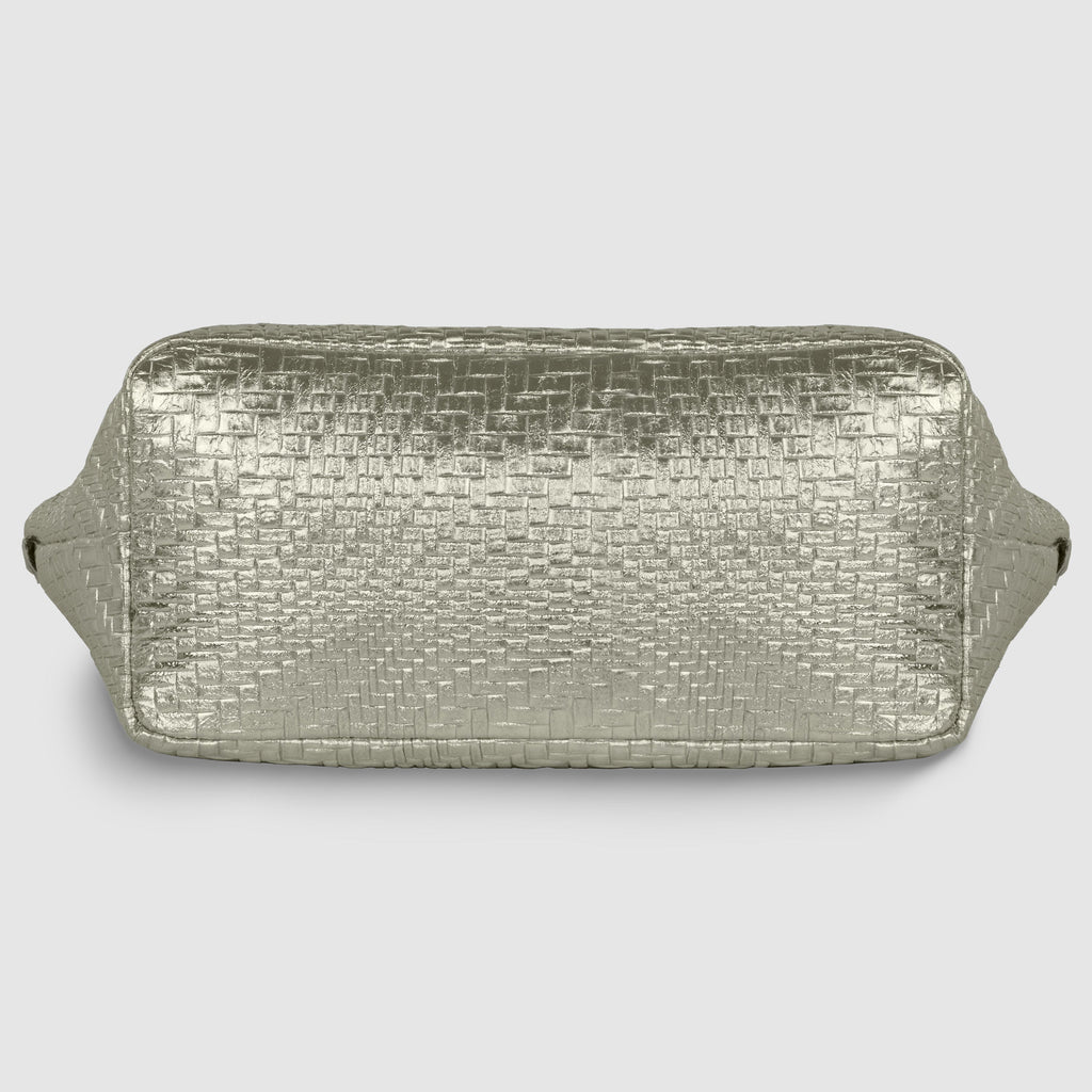 Embossed Metallic Suede Top Bag