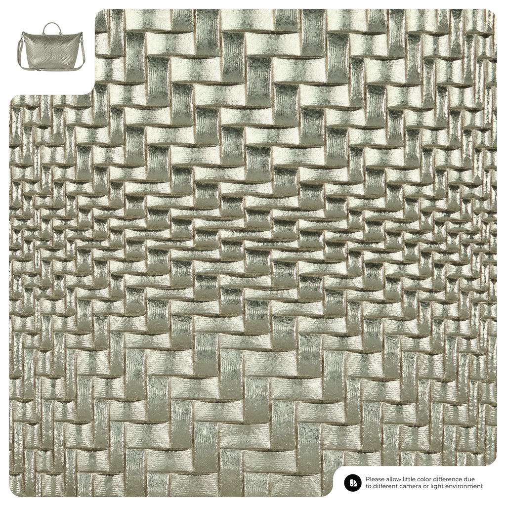 Embossed Metallic Suede Top Bag