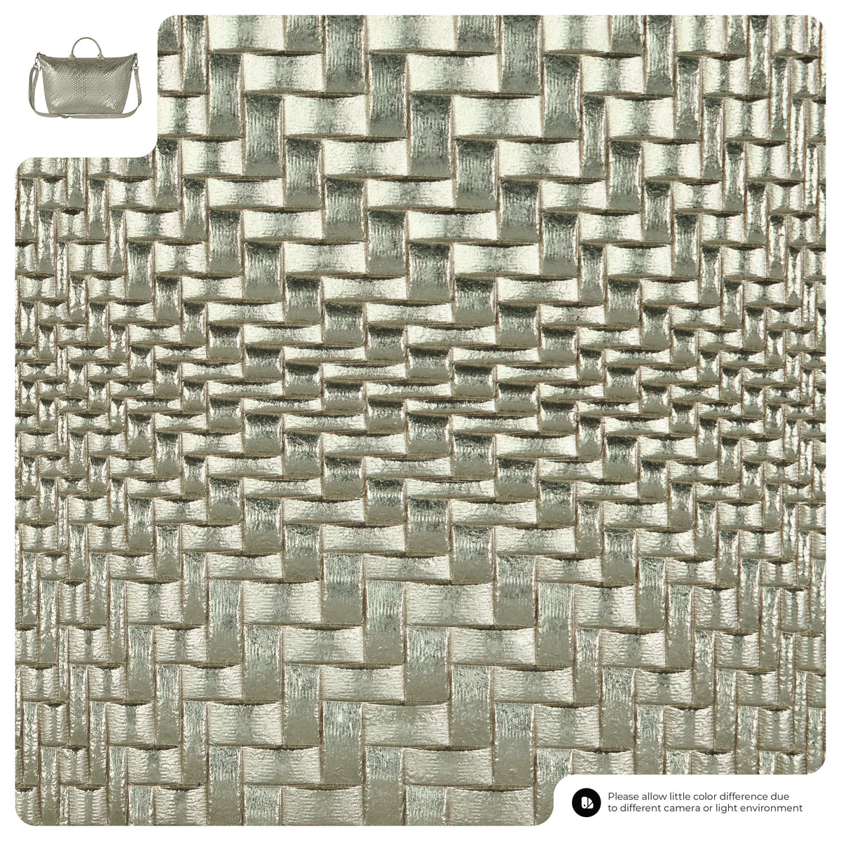 Embossed Metallic Suede Top Bag