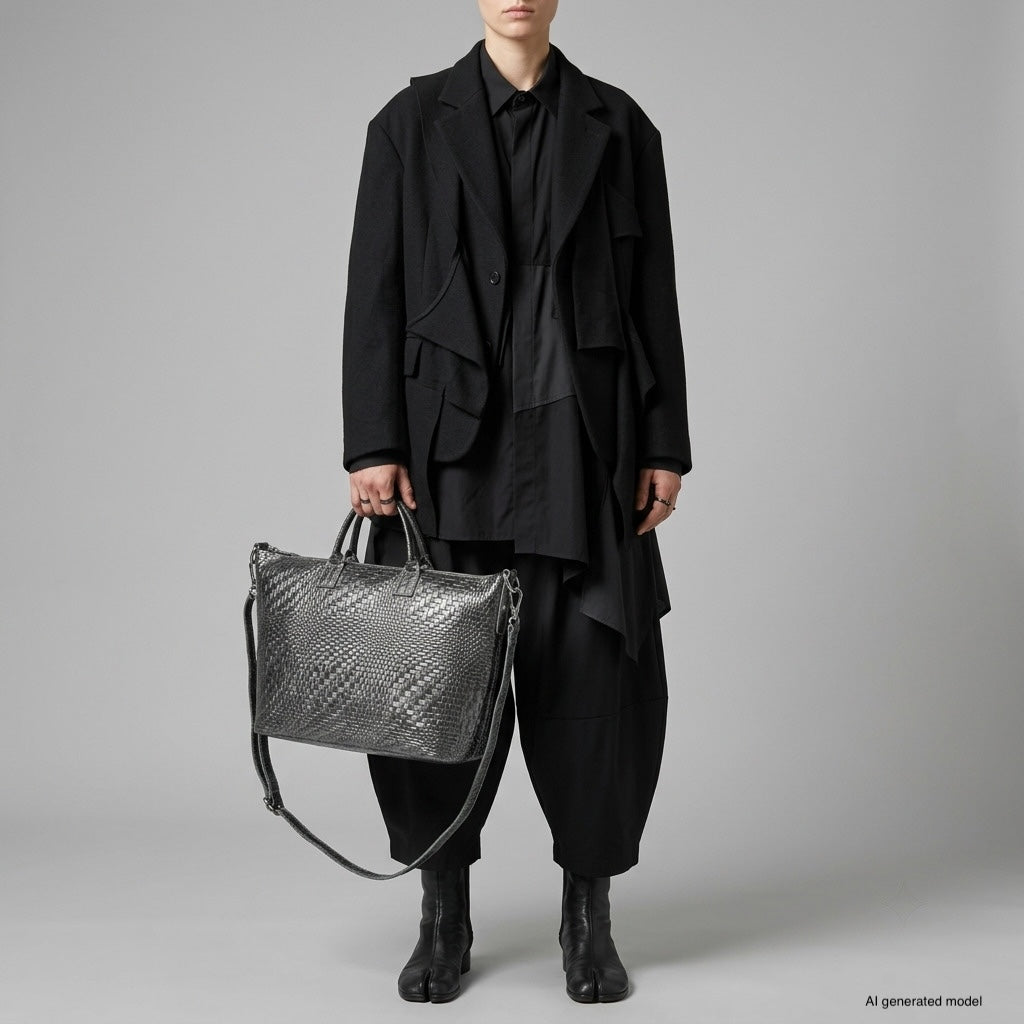 Embossed Metallic Suede Top Bag