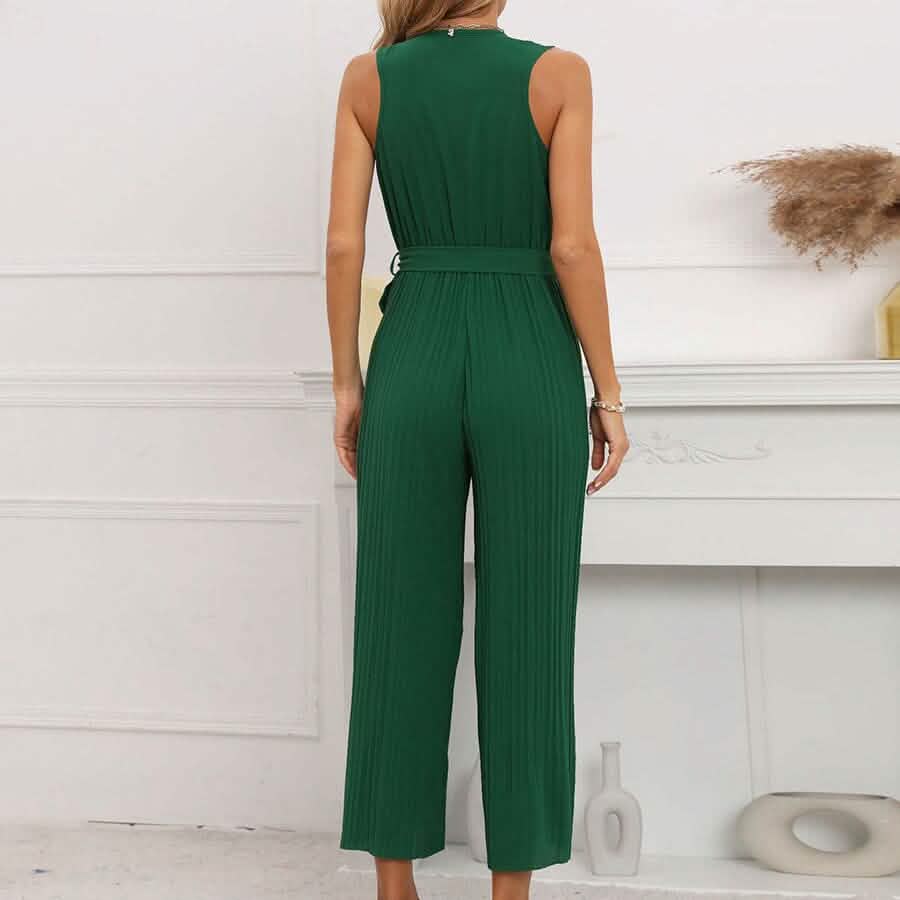 V-Neck Sleeveless Straight Jumpsuit