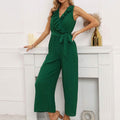 V-Neck Sleeveless Straight Jumpsuit