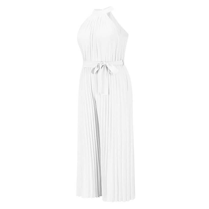 Lace-Up Halter Casual Wide-Leg Jumpsuit