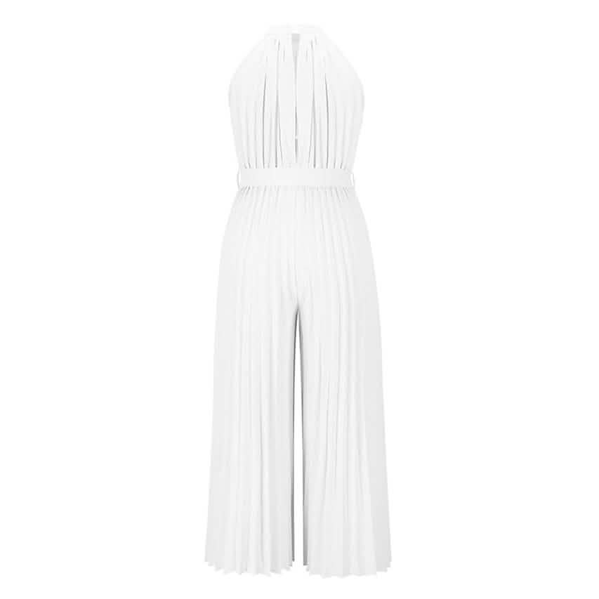 Lace-Up Halter Casual Wide-Leg Jumpsuit