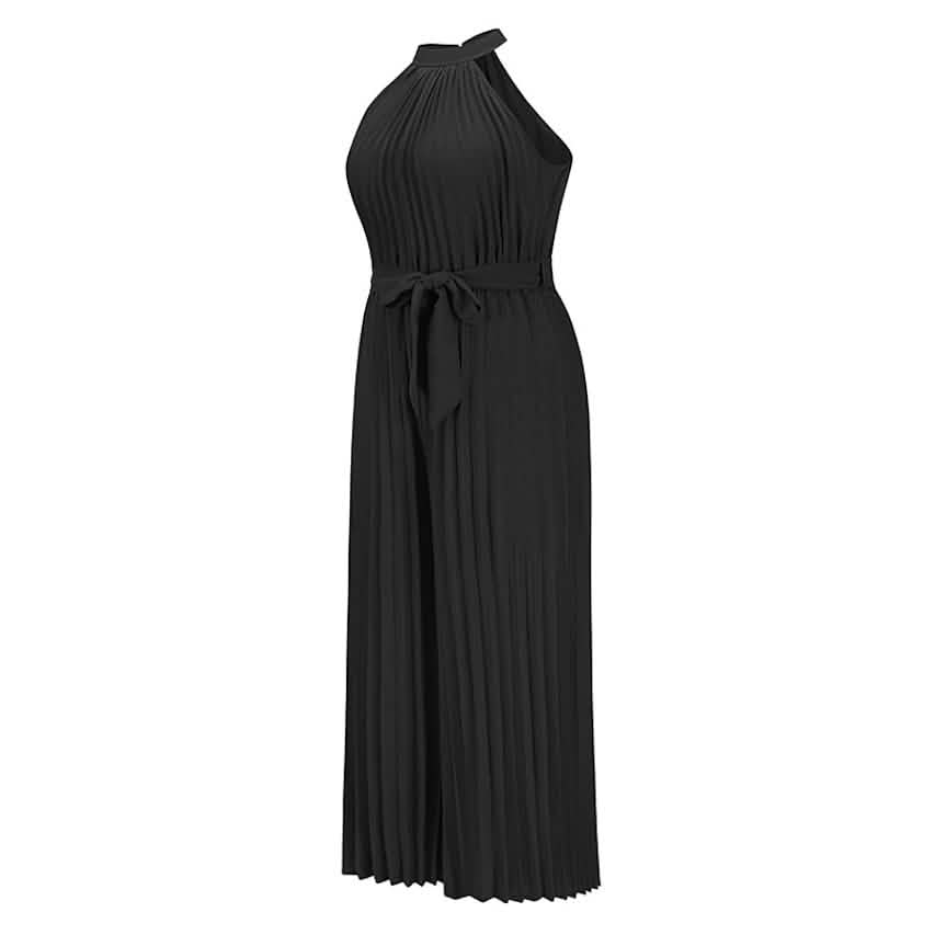 Lace-Up Halter Casual Wide-Leg Jumpsuit