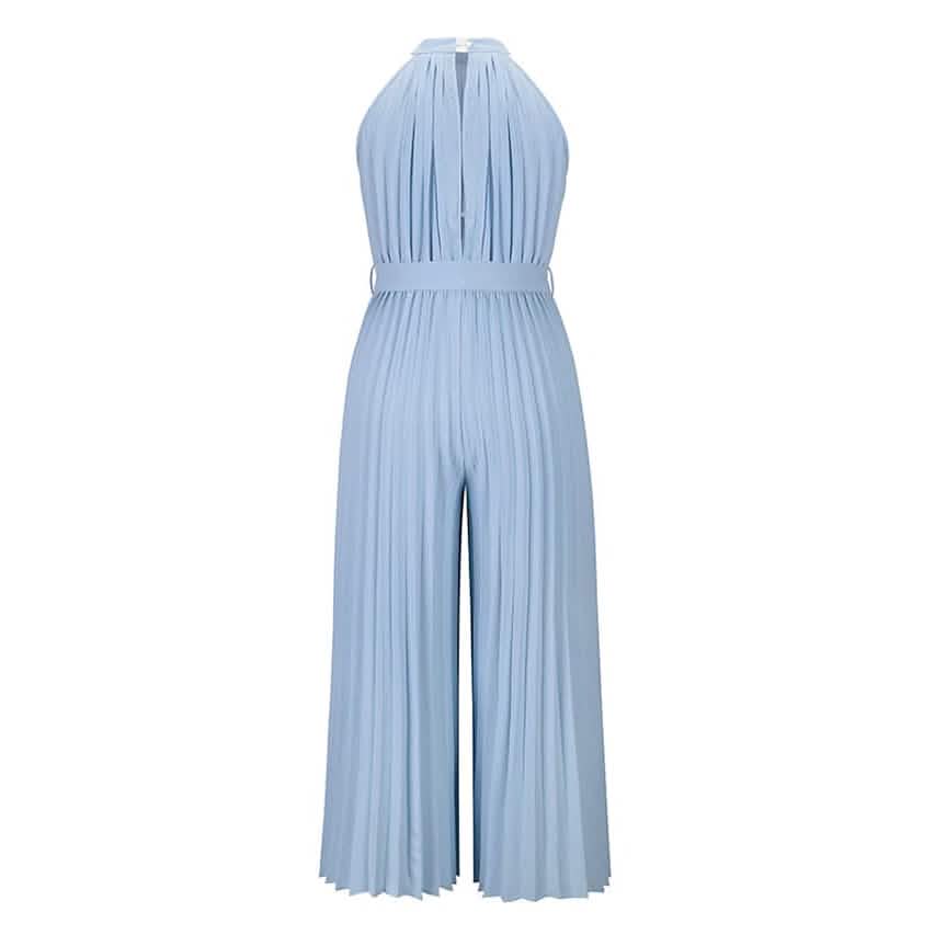 Lace-Up Halter Casual Wide-Leg Jumpsuit