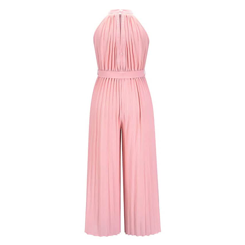Lace-Up Halter Casual Wide-Leg Jumpsuit