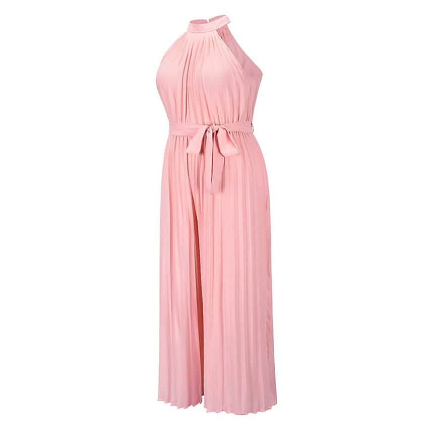 Lace-Up Halter Casual Wide-Leg Jumpsuit