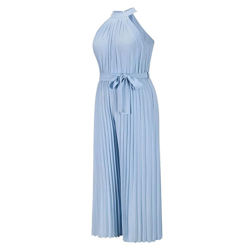 Lace-Up Halter Casual Wide-Leg Jumpsuit