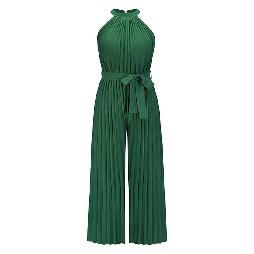 Lace-Up Halter Casual Wide-Leg Jumpsuit