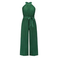 Lace-Up Halter Casual Wide-Leg Jumpsuit