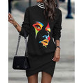 Abstract Pop-Art Face Knit Dress